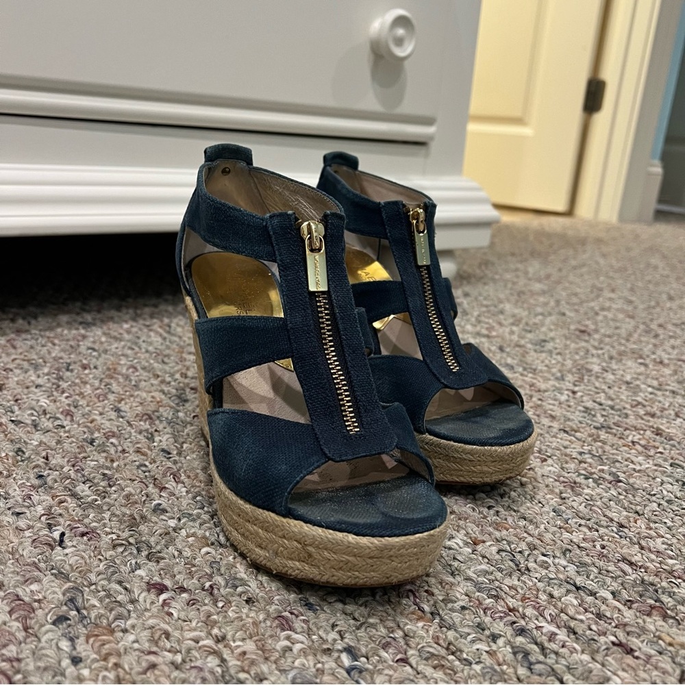 Navy Michael Kors wedges